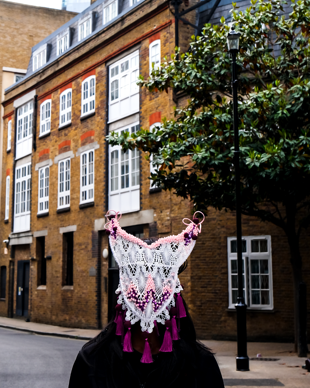 Pink & Burgundy Theatrical Mask - Festival Mask