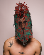 Pink & Green Costume Mask – Avant-Garde Festival / Performance Costume Piece– Adult Size