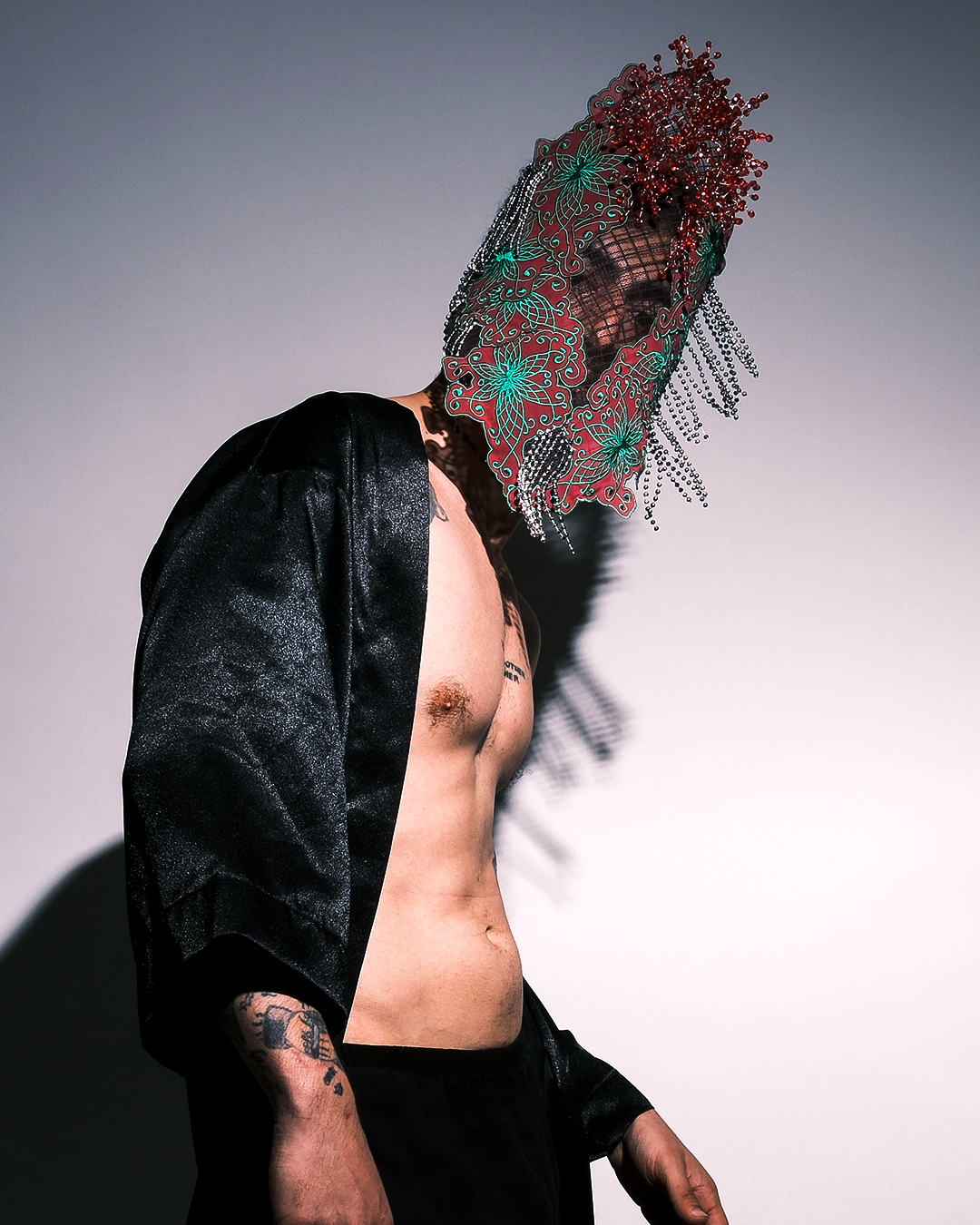 Pink & Green Costume Mask – Avant-Garde Festival / Performance Costume Piece– Adult Size