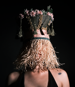 Green & Pink - Gold Tassels & Floral Accents – Festival / Performance Headpiece