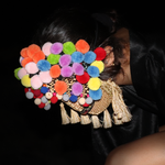 Multicolor Pom-Poms & Tassel Fringe – Festival / Carnival Headdress – Adult Size
